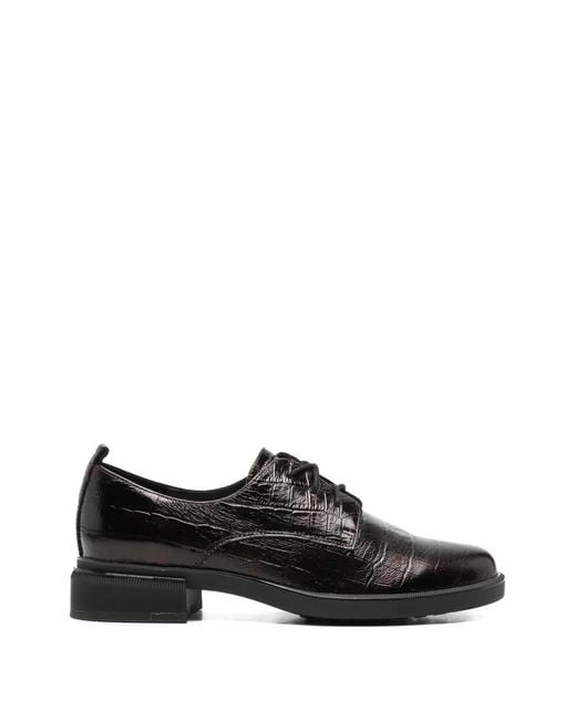 Linda Baumann Black Croc-Effect Lace-Up Fastening Oxford Shoes