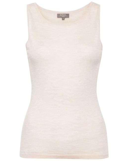 N.Peal Cashmere Natural Scoop-neck Tank Top