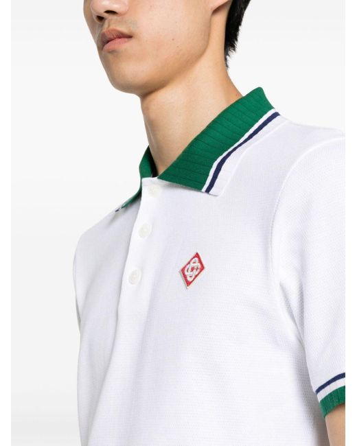 Casablancabrand White Logo-patch Polo Shirt for men
