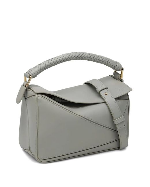 Loewe Gray Small Puzzle Braided-Handle Shoulder Bag