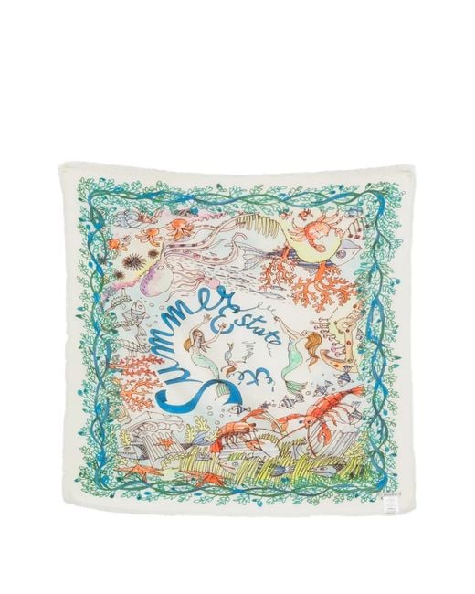 Faliero Sarti Blue X Paolo Fiumi Little Summer Printed Scarf