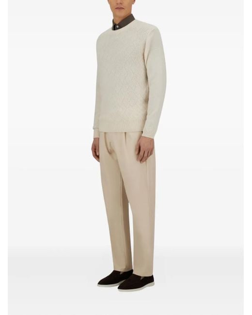 Herno Natural Diamond-Pattern Cashmere Sweater for men