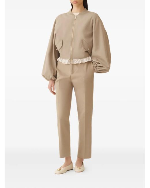 Fabiana Filippi Natural Balloon-Sleeve Cropped Jacket