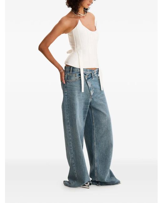 MOOS STUDIO Blue Strapless Top