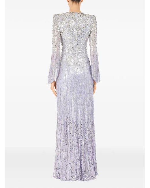 chinese dress ladies Jenny Packham Jazz Sequin-embellished Floral-pattern Mini Dress in Denim at Nordstrom, Size 8 UK