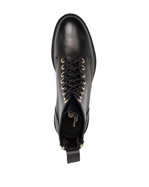Giuliano Galiano Black Zipped Lace-Up Leather Boots for men