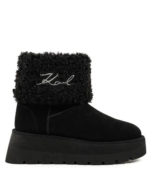 Karl Lagerfeld Black Skylar Signature-Detail Platform Boots