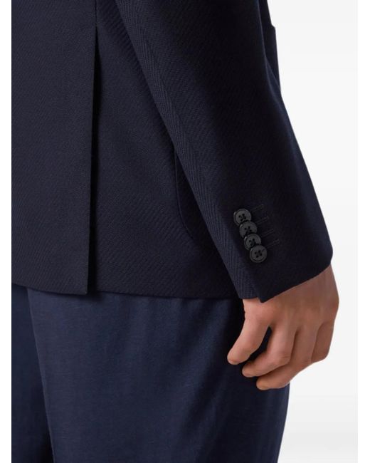 Corneliani Blue Twill-Weave Notched-Lapels Blazer for men