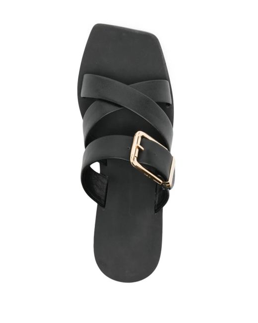Senso Black Gwen Buckle-Detail Leather Sandals