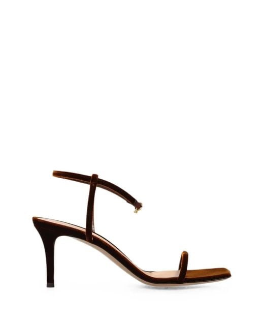 Gianvito Rossi Brown Velvet-Finish Square-Toe Sandals