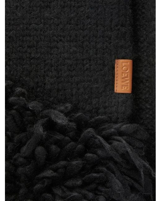 Loewe Black Logo-Patch Scarf