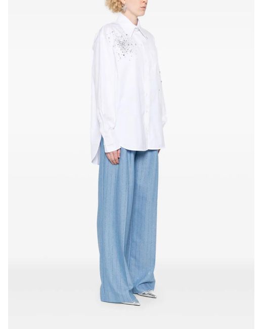 Des Phemmes White Crystal-Embellished Shirt