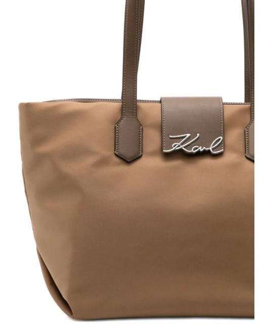 Karl Lagerfeld Brown Signature Tote Bag