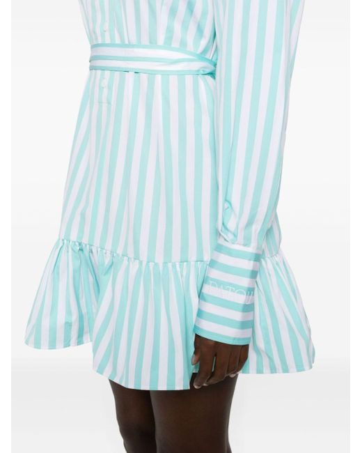 Patou Blue Striped Ruffled Mini Dress