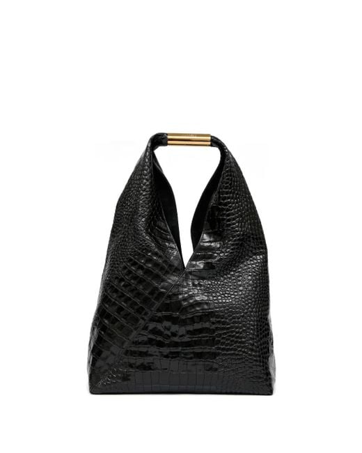MM6 by Maison Martin Margiela Schoudertas Met Krokodillenleer-Reliëf in het Black