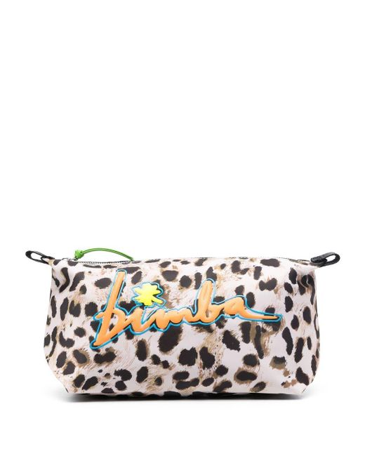 Bimba Y Lola Leopard-print Makeup Bag in White | Lyst Australia