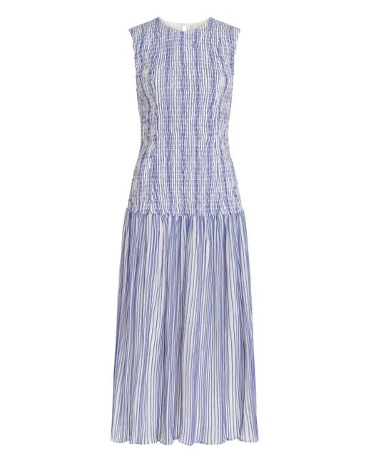 Marie Oliver Purple Gesmoktes Porter Midikleid