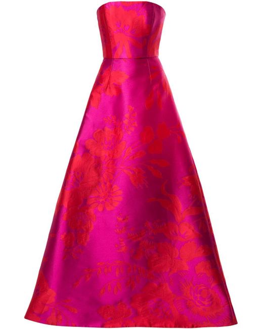 Carolina Herrera Pink Floral Jacquard Gown