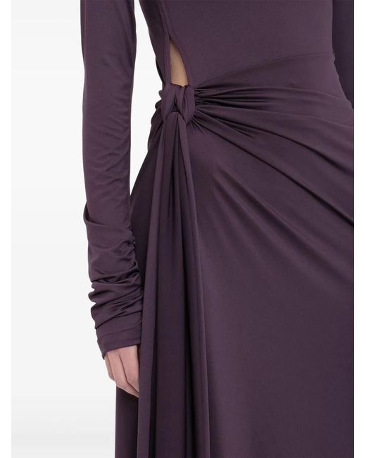 Victoria Beckham Purple Draped Maxi Dress