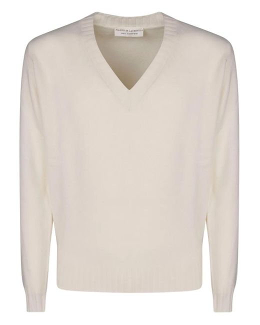 Pull À Col V FILIPPO DE LAURENTIIS pour homme en coloris White