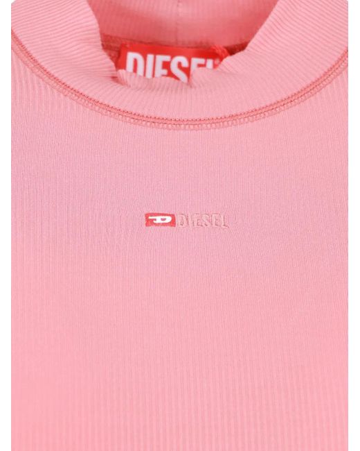 DIESEL Pink T-Mokky-Microdiv Ribbed T-Shirt