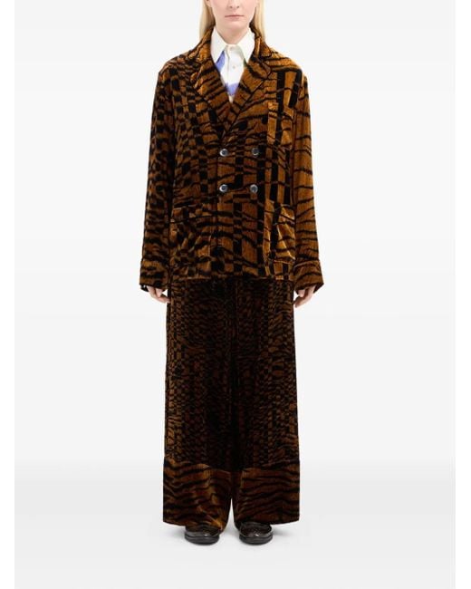 Pierre Louis Mascia Brown Tiger-Print Double-Breasted Jacket
