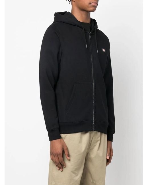 Dickies Blue Logo-Patch Long-Sleeve Hoodie for men