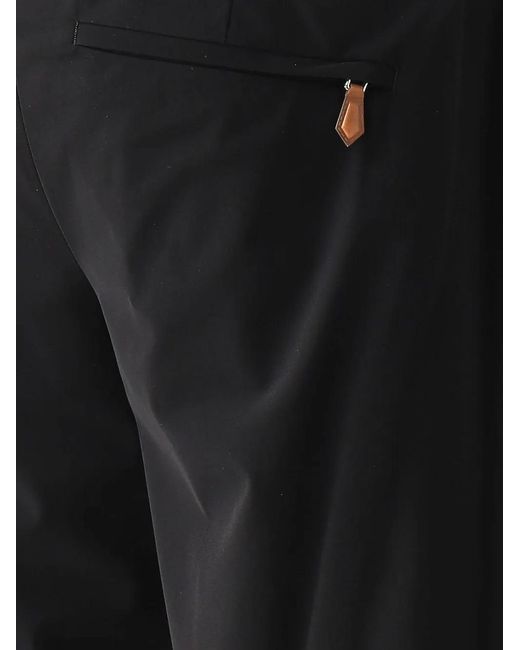 PT Torino Black Drawstring Pleated Trousers for men