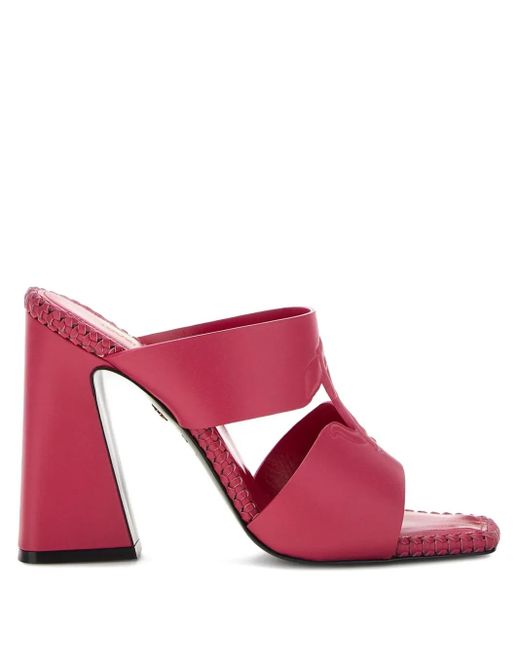 Mules Mirror Snake con relieve Roberto Cavalli de color Pink