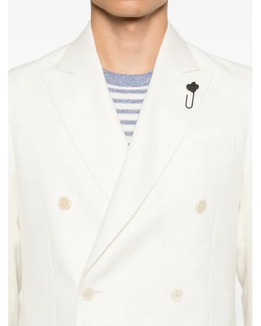 Lardini White Double-Breasted Blazer for men