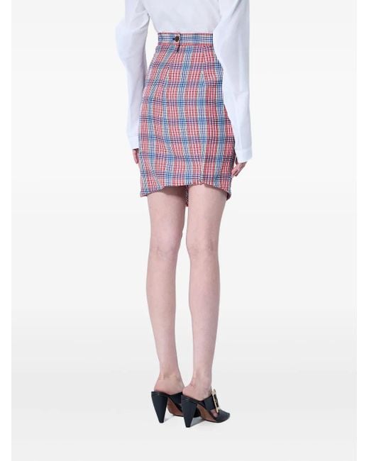 Falda a cuadros con panel lateral fruncido Vivienne Westwood de color Purple