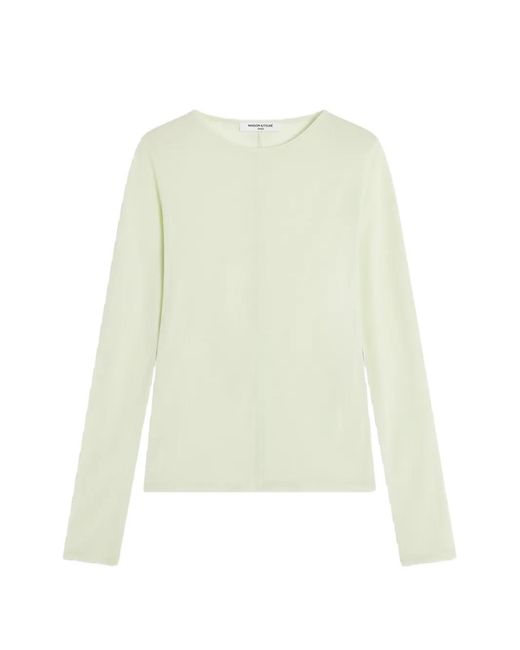Maison Kitsuné White Seam-Detail Long-Sleeve T-Shirt