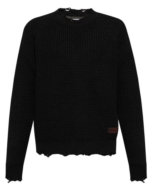 Pull En Maille Gaufrée À Patch Logo DSquared² pour homme en coloris Black