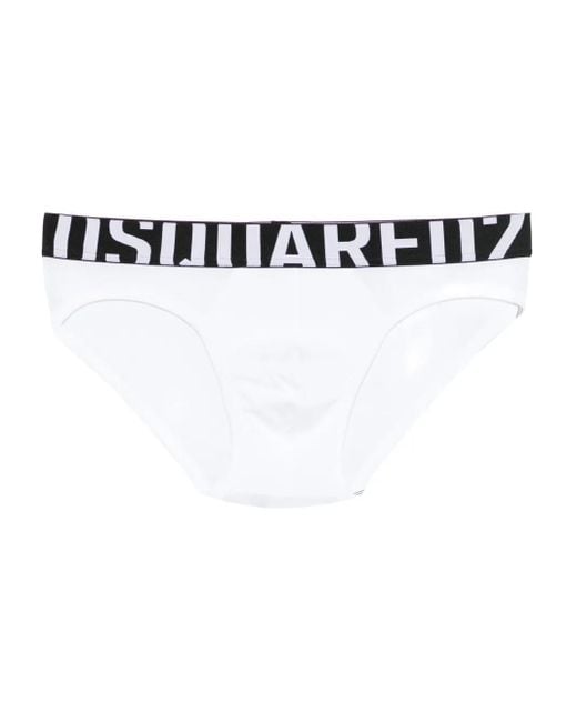 Slip Con Banda Logata di DSquared² in White da Uomo