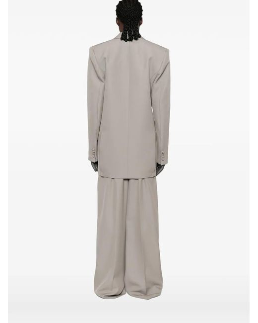 Mugler Gray Double-Breasted Peak-Lapels Blazer