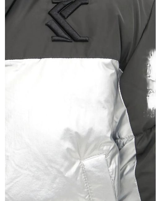 Karlkani Black Metallic-Panel Puffer Jacket