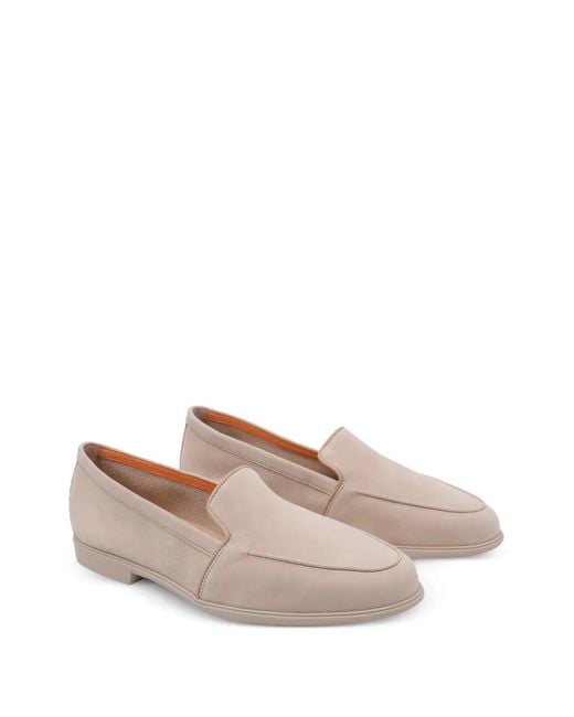 Santoni Pink Round-Toe Loafers