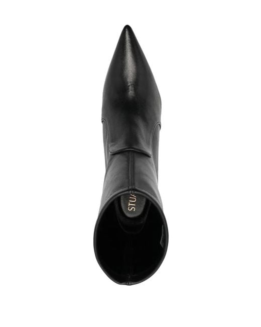 Stuart Weitzman Black 90Mm Pointed-Toe Wedge Boots
