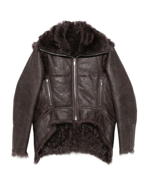 Rick Owens Black Shearling Zip-Front Jacket
