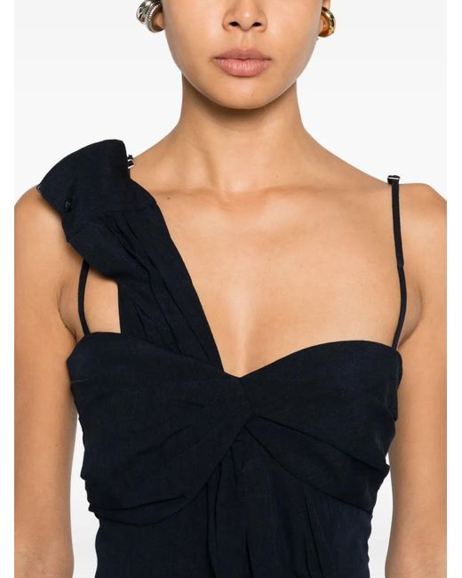 Viktor & Rolf Black Bow Draped Flared Midi Dress