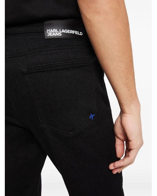 Karl Lagerfeld Black Logo-Patch Jeans for men