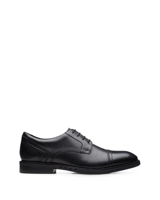 Clarks Black Un Hugh Cap Leather Derby Shoes for men