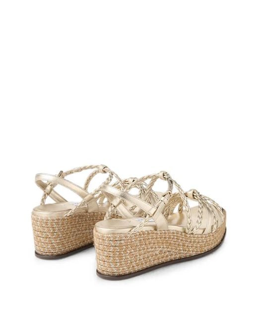 Jimmy Choo Natural Nyra 60 Soft Mix Metallic Nappa Leather Sandal Wedges