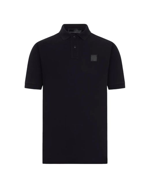 Stone Island Black 2200002 50/2 Organic Cotton Piqué_S.I.Ghost Polo for men