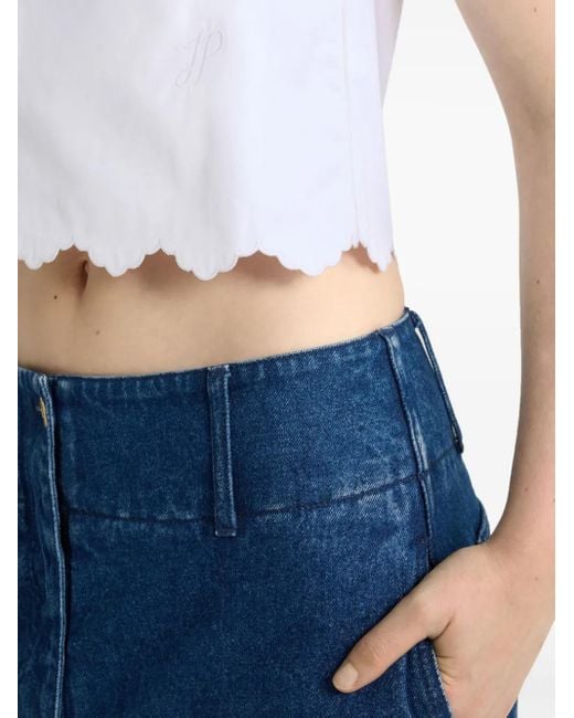 Patou White Poplin Crop Top