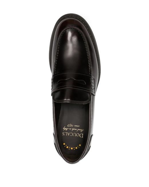 Doucal's Black High-Shine Leather Loafers for men
