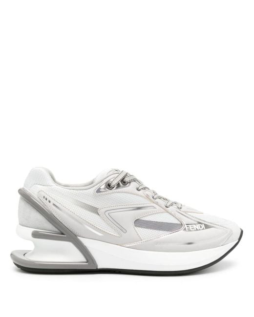Fendi White First 1 Leather-paneling Low-top Sneakers