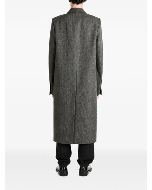 Rick Owens Gray Concordian Single-Breasted Wool Coat for men
