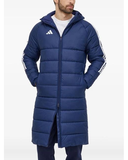 Adidas Blue Three-Stripe Design Padded Coat for men
