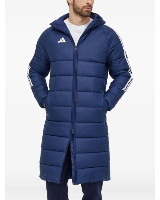 Adidas Blue Three-Stripe Design Padded Coat for men